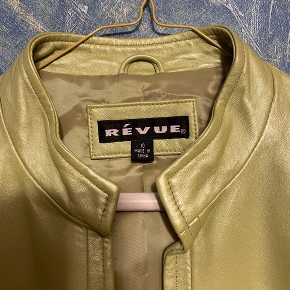 Revue Green Leather Jacket 10 - Picture 6 of 9